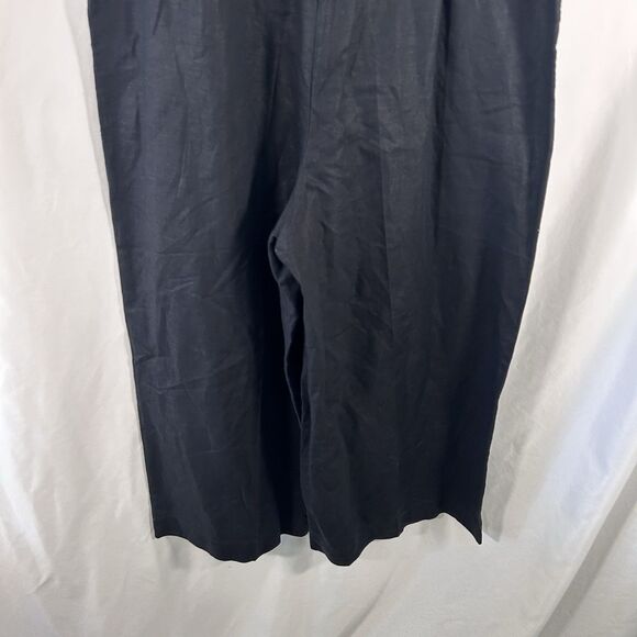 Gap Linen Blend Jump Suit Women's 8 Black Zip Back Sleeveless No Belt Wide Leg - Picture 8 of 12